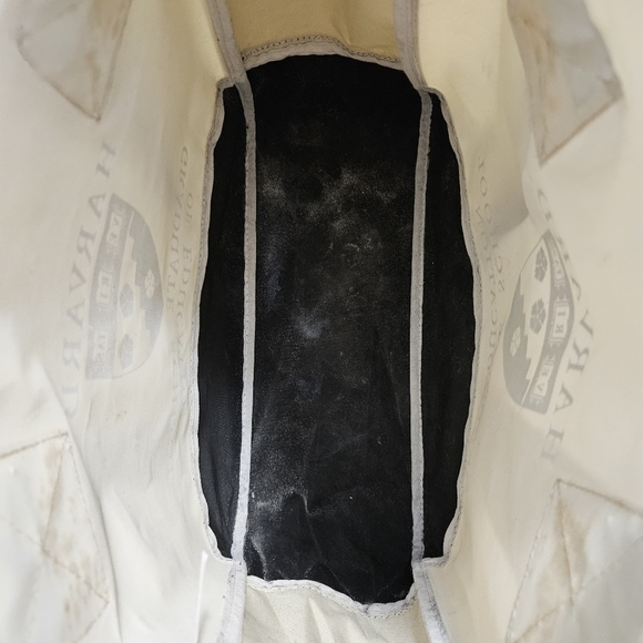 Harvard Vinyl Canvas Tote Two Tone Laege BLACK/BURGANDY/CREAM - Picture 4 of 12